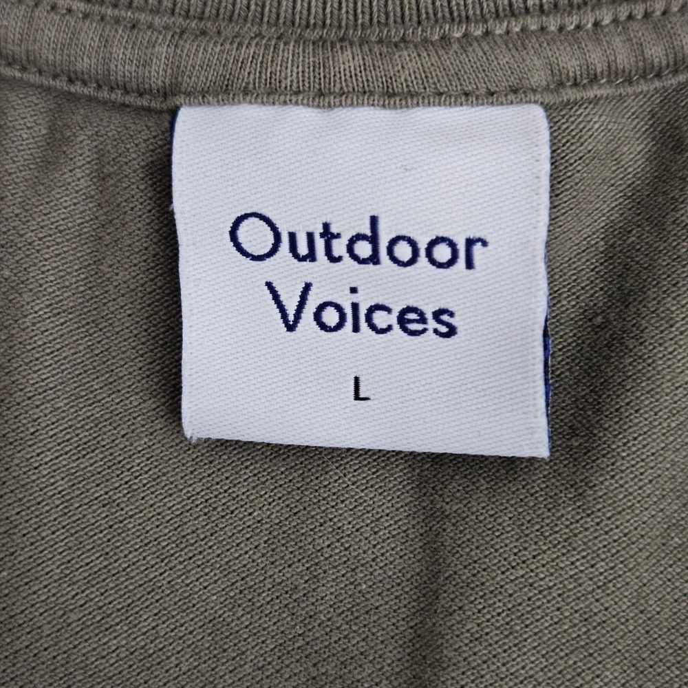 Outdoor Voices Polo Shirt Mens L Olive Green Pique Raglan Sleeve Gorpcore Active View 3
